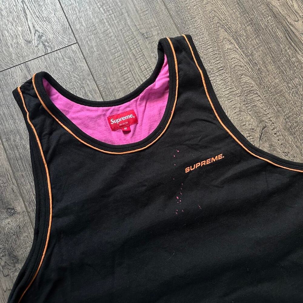 SS20 Supreme Blank Pink Orange Piping Sporty Tank Top Sleeveless Beach Gym Shirt